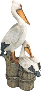 Estatua de Pájaro Pelícano para Jardín, Decoración Costera Toscano, 9x24 Pulgadas, Resina de Piedra Fundida con Acabado a Todo Color - Product Image 3