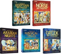 National Geographic en Inglés, Mitología Griega, Egipcia, Nórdica y Árabe, Libro de Cuentos Ilustrado a Todo Color, Edición de Tapa Dura, 5 Volúmenes