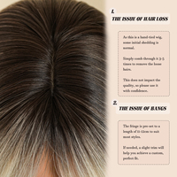 Perruque synthétique de 22 pouces, ombrée, racine foncée à blond platine, lisse mi-longue avec frange rideau, en fibre résistante à la chaleur, aspect naturel