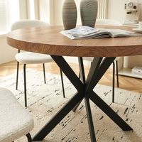 Ensemble de table à manger ronde convertible et pliable en chêne moderne avec un design durable pour les espaces compacts et les hôtels