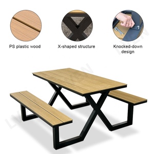 Tavolo da Picnic per Esterni in Metallo, Plastica e Legno, 6-8 Posti, Impermeabile, Leggero, per Hotel, Ristoranti, Caffè ed Eventi - Product Image 6