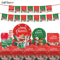 Ensemble de vaisselle en plastique 10 pièces, design festif et ludique, idéal pour les fêtes de Noël et d'anniversaire, pour l'intérieur et l'extérieur, produit transfrontalier le plus vendu