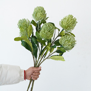 Fleur artificielle floquée en plastique et soie, jaune clair et blanc, haute simulation, pour décoration maison et mariage - Product Image 2