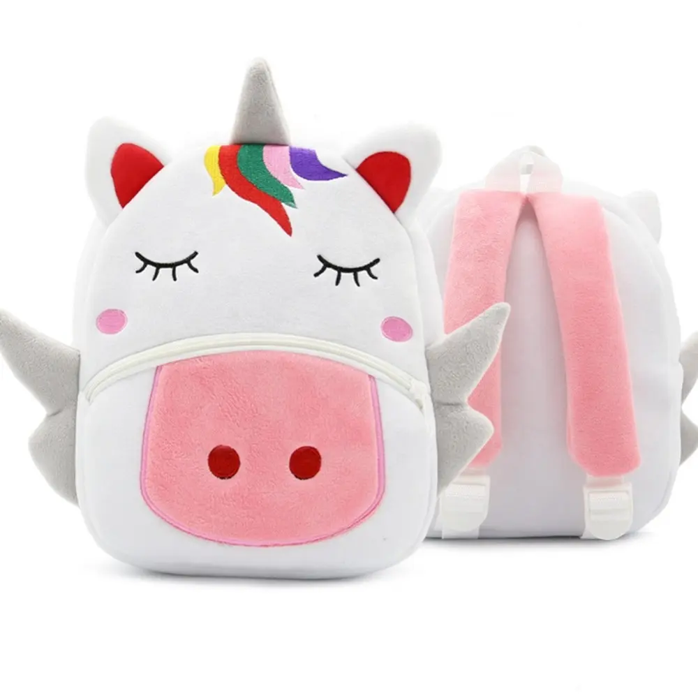 Mochila De felpa para niños pequeños, morral escolar de animales, unicornio