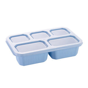 Boîte à lunch rectangulaire colorée avec couvercle en plastique pour enfants, récipient de stockage alimentaire réutilisable et compatible micro-ondes, design à 4 compartiments - Product Image 5