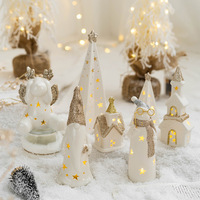Ornements en céramique de noël père noël bonhomme de neige wapiti en céramique pour la maison décoration de bureau cadeau pour les enfants
