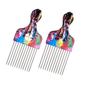 Su misura ago barbiere in plastica Afro forchetta per capelli pettine in metallo di alta qualità forchetta pettine per capelli - Product Image 1