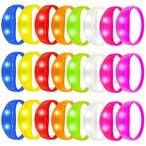 สายรัดข้อมือ LED แบบขายส่ง พร้อมเซ็นเซอร์ตรวจจับเสียงและการเคลื่อนไหว ทำจากซิลิโคน สั่งทำโลโก้ได้ สำหรับงานคอนเสิร์ต ปาร์ตี้ และอีเว้นท์ต่างๆ จำนวนมาก - Product Image 1