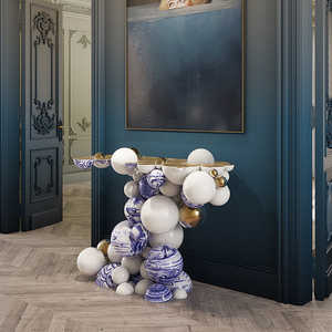 Console d'<span class=keywords><strong>entrée</strong></span> légère en acier inoxydable de style luxe avec conception créative de bulles sphériques irrégulières <span class=keywords><strong>pour</strong></span> - Product Image 3