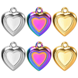 Colgante de Corazón de Acero Inoxidable con Baño al Vacío en Oro, Plata y Arcoíris para la Creación de Joyería DIY como Collares y Pendientes - Product Image 2