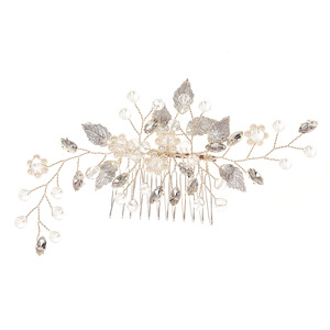 Wholesale Crystal Pearl Hair Comb Clip Pin Leaf Handmade Headband for Women Bride <b>Wedding</b> <b>Accessories</b> Jewelry - Product Image 5