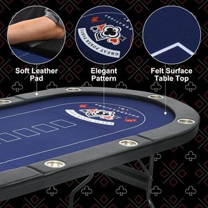 <span class=keywords><strong>Table</strong></span> <span class=keywords><strong>de</strong></span> Poker Texas Portable 10 Joueurs 84 Pouces pour Casino Loisirs Jeu <span class=keywords><strong>de</strong></span> Blackjack <span class=keywords><strong>Pliable</strong></span> avec Rails Rembourrés et Porte-Gobelets Noir - Product Image 2