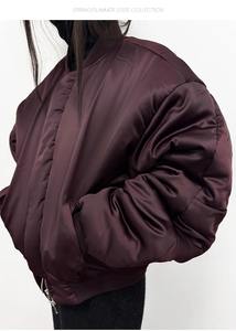 Jaket Bomber empuk katun pria, jaket <span class=keywords><strong>Pilot</strong></span> penerbangan kotak kasual ukuran besar tebal, jaket Bomber tahan angin dapat dibalik, mantel produsen - Product Image 4