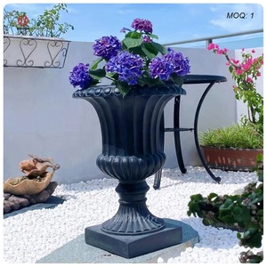 <span class=keywords><strong>Pot</strong></span> de jardinières en marbre noir de jardin <span class=keywords><strong>sur</strong></span> piédestal - Product Image 1