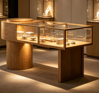 Comptoir de présentation de bijoux de luxe en bois et métal avec éclairage LED, durable et de haute qualité, idéal pour les centres commerciaux - Vente en gros usine