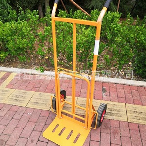 Double Shovel Folding Cargo <b>Trolley</b> 2 Wheels Steel Industrial Warehouse Truck Yellow <b>Foldable</b> Model 1827 - Product Image 1