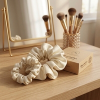 Élastiques à cheveux en soie de mûrier 100% avec logo personnalisé, 19/22 Momme, bandeaux de luxe en soie, vente en gros, accessoires durables pour masque de nuit