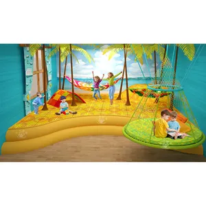 Sueño personalizable niños área de juegos interior cuerda tejida a mano Arco Iris aéreo trampolín Parque parque infantil equipo