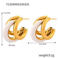 Boucles d'oreilles assorties en acier inoxydable SMing en forme de C rétro en acier doré plaqué or 18 carats boucles d'oreilles de bijoux de mode pour femmes