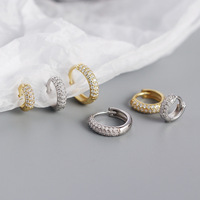 2022 mode anting perhiasan 925 perak murni anting Huggie 18K berlapis emas berlian kecil tebal anting Hoop untuk wanita