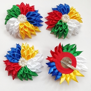 Spille da Corsage in Tessuto Satinato Blu Reale e Rosso da 4,5 Pollici per Confraternite <span class=keywords><strong>Jack</strong></span> <span class=keywords><strong>and</strong></span> <span class=keywords><strong>Jill</strong></span> - Product Image 5