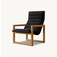Fauteuil d'appoint moderne en tissu capitonné avec base en bois massif, style Mid-Century, pour salon