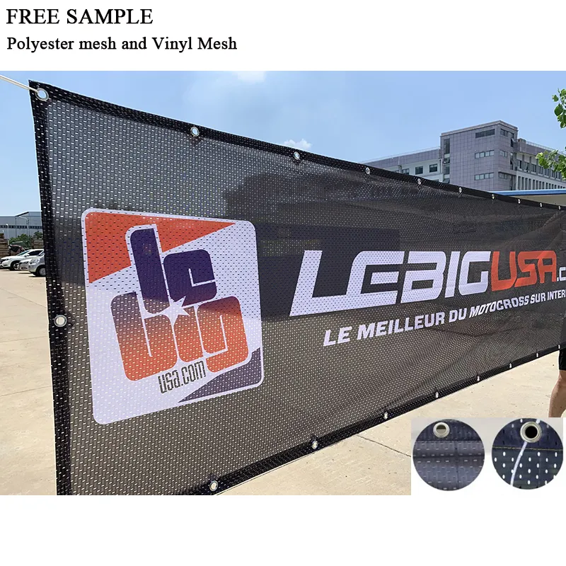 Custom Kleur Groot Formaat Digitale Print Outdoor Pvc Hek Mesh Reclame Banner Met Ogen