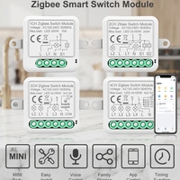 Module d'interrupteur intelligent TUYA Zigbee avec commande vocale, télécommande, variateur d'intensité, minuterie, neutre invisible, mini-interrupteur 1, 2 ou 3 voies