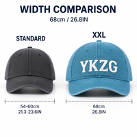 Casquette de baseball YKZG XXL à 6 panneaux pour têtes larges, calotte profonde de 68 cm, visière incurvée, style Dad Hat surdimensionné, personnalisable avec logo