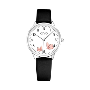 CIVO Dames Horloges Dames Roestvrij Staal Minimalistisch Waterdicht Zwart Polshorloge Designer Eenvoudig Elegant Casual Slank Analoge Horloges voor Dames Meisjes met Marmeren Wijzerplaat