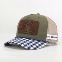 Casquette Trucker Snapback 5 Panneaux Sportive Personnalisée Style Australien Double Rayures Dos en Maille Broderie 3D Lettre M Logo BSCI Vente en Gros