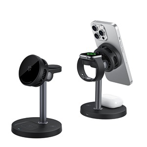 Estación de <span class=keywords><strong>Carga</strong></span> Inalámbrica Magnética 3 en 1 de <span class=keywords><strong>Carga</strong></span> Rápida de 25 W para Teléfono Móvil, Reloj Inteligente y Auriculares - Product Image 2