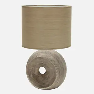 Lampe de table en céramique, douille e27, taille 52x30x30 cm, couleur beige, idéale pour décorer et créer une ambiance dans les espaces. - Product Image 1