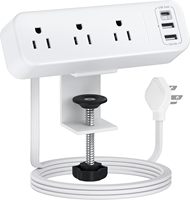 Multiprise à fixation sur bureau certifiée ETL, 3 prises CA, protection contre les surtensions, 2 ports USB-A, 1 port USB-C, câble de 2 m, garantie de 5 ans