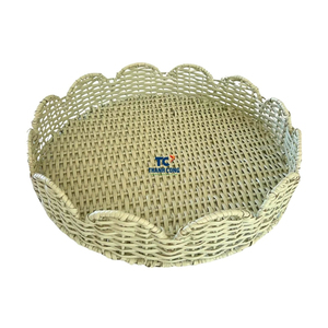 Meilleur prix du Vietnam pour plateau en rotin festonné de style rustique fabriqué à la main pour servir des décorations de vaisselle de fête de café - Product Image 1