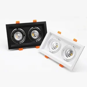 Luz descendente LED para techo, foco empotrado de 7W, 10W, 20W, COB, cuadrada, individual, doble cabezal