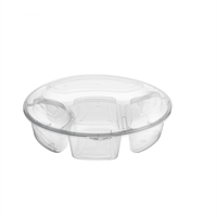 Fiambrera de plástico con 4 compartimentos, lonchera redonda con tapa, venta al por mayor de fábrica