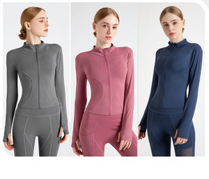 Chaqueta de Yoga Cómoda para Mujer al por Mayor, para Entrenamiento Físico, Transpirable y sin Costuras, con Estampado, <span class=keywords><strong>Ropa</strong></span> Deportiva para Correr al Aire Libre - Product Image 3