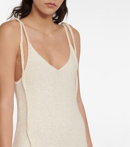 Blanco con flecos de algodón hasta la rodilla vestido personalizado moda señora elegante verano niñas Casual vestidos de mujer Vestidos de punto - Product Image 3