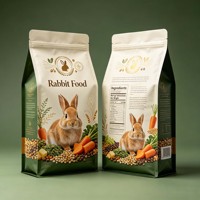 Sachet personnalisé pour aliments pour lapins, fond plat, soufflet latéral, refermable, en plastique, pour aliments pour animaux de compagnie, oiseaux, poissons, chats, chiens