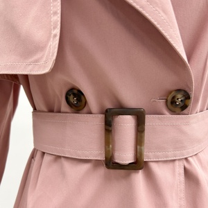 Manteau long élégant pour femme, <span class=keywords><strong>rose</strong></span>, style <span class=keywords><strong>trench</strong></span>, double boutonnage, ceinture ajustable, coupe classique. - Product Image 5