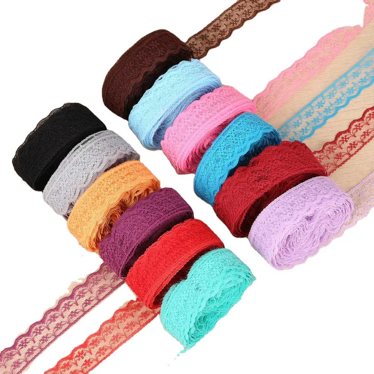 Wholesale 10ヤード/ロット2センチメートルLace Fabric Trimming Width Lace Ribbon Embroidered Net Lace Trim For Sewing DIY Trims Scrapbooking