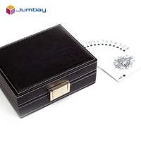 Cartes de jeu Double niveau, cartes imprimées avec emballage en cuir noir, exquis avec serrure pour Cassette, 20 pièces