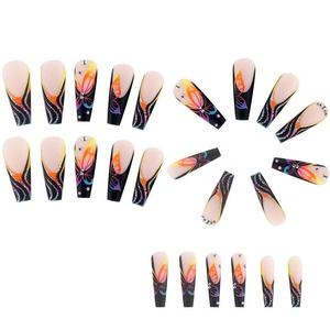 Kit <span class=keywords><strong>de</strong></span> Uñas Postizas <span class=keywords><strong>de</strong></span> Moda, 24 Piezas, Forma Larga, Puntas <span class=keywords><strong>de</strong></span> Uñas <span class=keywords><strong>de</strong></span> Cristal - Product Image 5