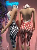 Combinaison moulante sexy à pois noirs et blancs, simple et créative, pour femme 2026