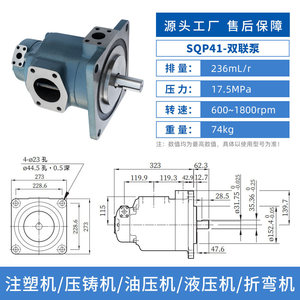Pompe à double palette Sonxing SQP42 236 ml R 17,5 MPa pour presse hydraulique de machine de moulage par injection - Product Image 2