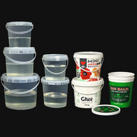 Seaux en plastique blancs personnalisés, économiques, de qualité alimentaire, avec couvercles et poignées, disponibles en petits et grands formats (2L, 5L, 10L, 20L, 25L, 5 Gallons), pour peinture et popcorn - Prix