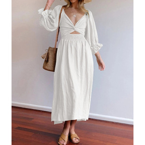 FCJ elegante abito da donna High Street con scollo a metà maniche e decorazione con cerniera lungo fino al pavimento e al ginocchio - Product Image 2