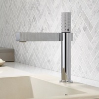 Robinet de lavabo de salle de bain moderne minimaliste en cuivre massif, finition or rose, avec poignée unique, cartouche céramique, à poser sur le comptoir, pour eau chaude et froide