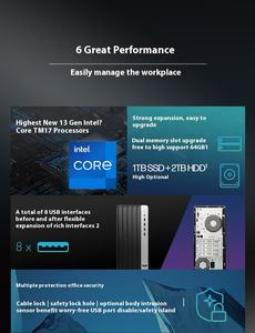 HPs les plus vendus <span class=keywords><strong>War</strong></span> 99 avec processeur I7-14700, 16 Go de RAM, SSD 512 Go, carte graphique intégrée pour la personnalisation des bureaux commerciaux - Product Image 5